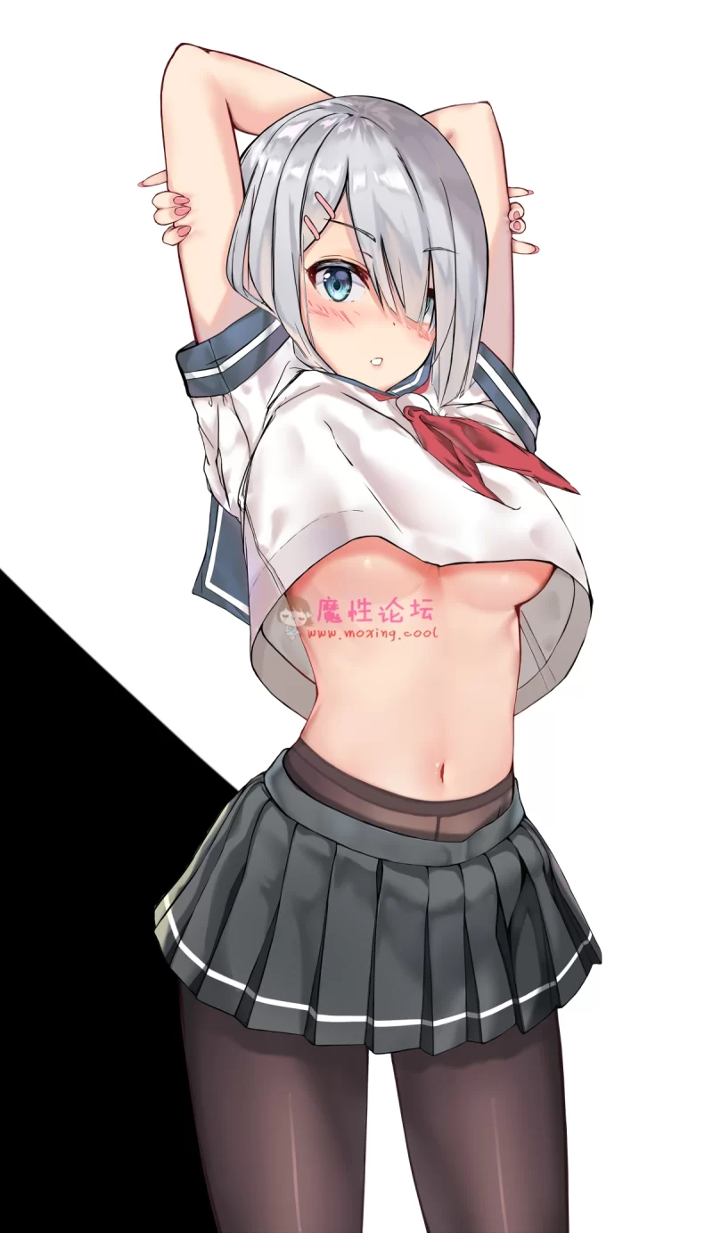 hamakaze_(kancolle) kantai_collection mukatsukulsp no_bra pantyhose seifuku shir.jpg